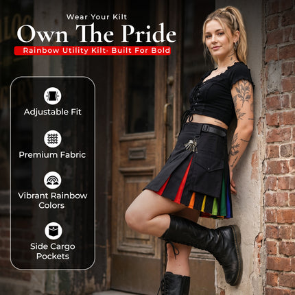 Women's Hybrid Utility Kilt | Rainbow Pride Kilt | Big & Tall