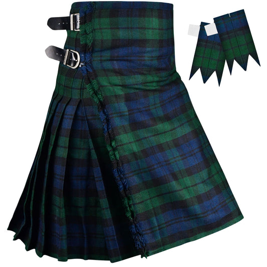 Kilt for Men I Black Watch Tartan Kilt Polyviscose 8 Yard Traditional Men Kilt