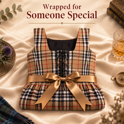 Women's Scottish Highland Dress - Long Tartan Dress | Camel Thomson