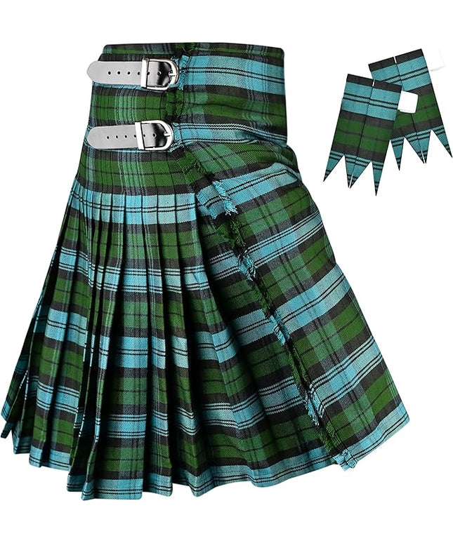 Kilt for Men I Ancient Campbell Tartan Kilt Polyviscose 8 Yard Traditional Men Kilt