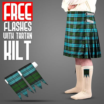 Kilt for Men I Ancient Campbell Tartan Kilt Polyviscose 8 Yard Traditional Men Kilt