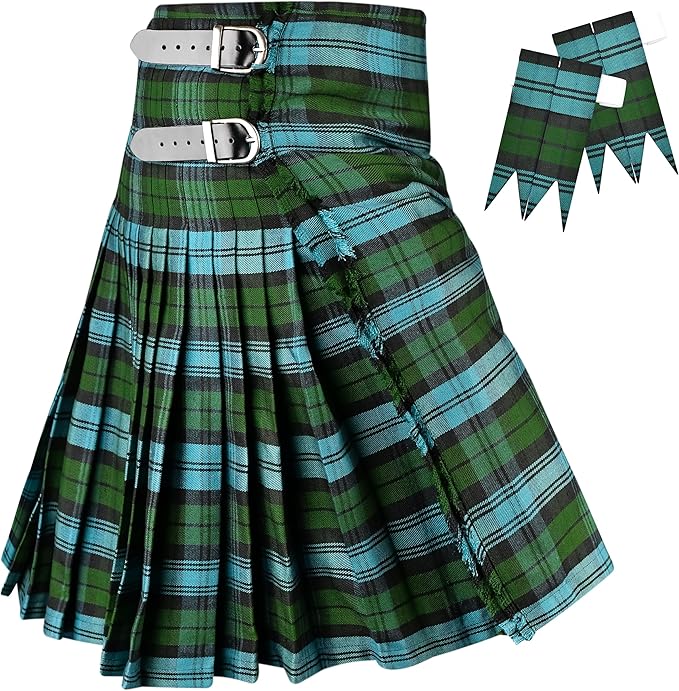 Kilt for Men I Ancient Campbell Tartan Kilt Polyviscose 8 Yard Traditional Men Kilt