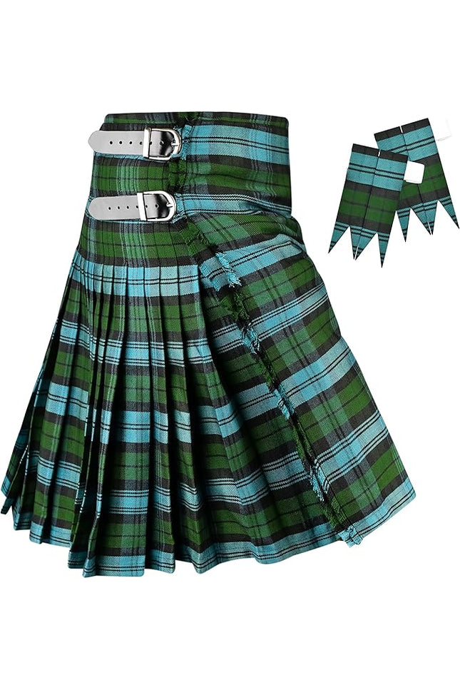 Kilt for Men I Ancient Campbell Tartan Kilt Polyviscose 8 Yard Traditional Men Kilt | Big & Tall