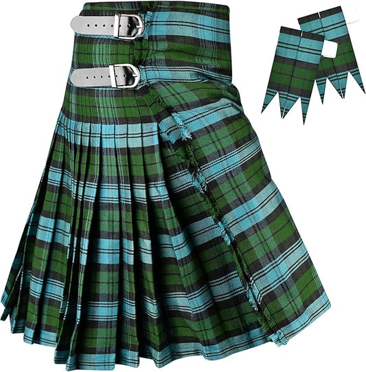 Kilt for Men I Ancient Campbell Tartan Kilt Polyviscose 8 Yard Traditional Men Kilt