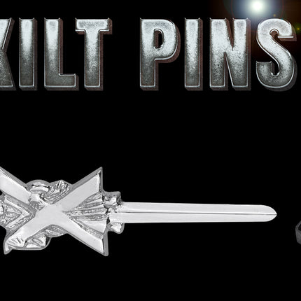 Chrome Saint Andrew kilt pin with Saint Andrew's Cross design