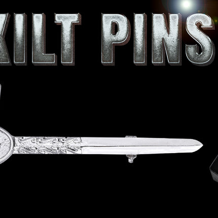 Chrome Masonic Thistle kilt pin with intricate design
