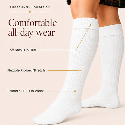 Comfortable Wool Blend White Kilt Hose | High-Quality Kilt Socks