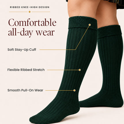 Comfortable Wool Blend Green Kilt Hose | High-Quality Kilt Socks