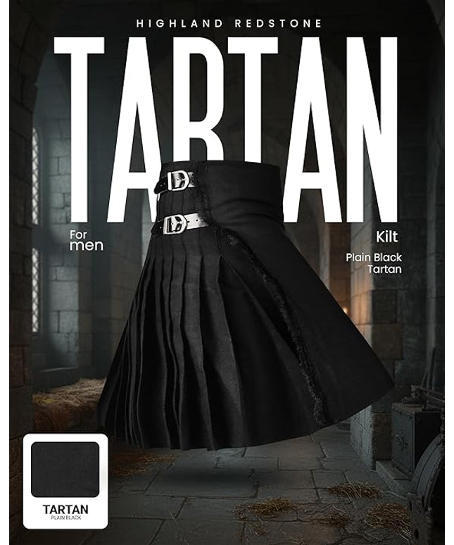 Acrylic Kilt | 16oz Plain Black Tartan Kilt