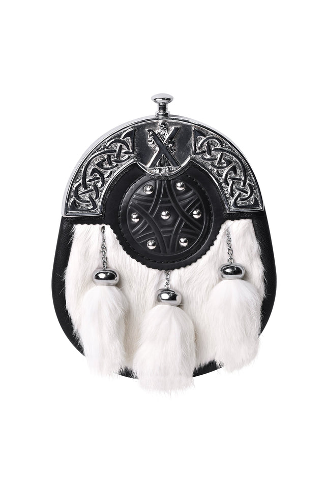 Formal White Rabbit Fur Sporran with St. Andrew Chrome Cantle