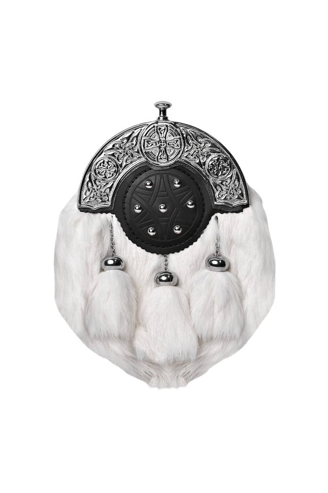White Rabbit Fur Sporran with Chrome Cantle