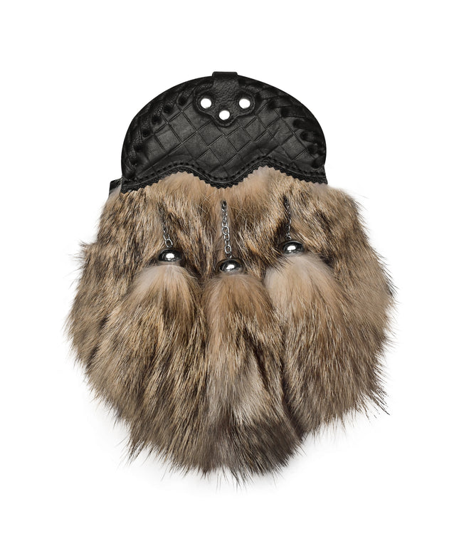 Coyote Fur Sporran with Leather Cantle - Highland Redstone
