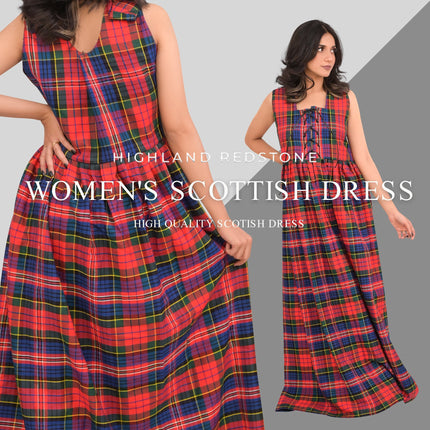 Women's Scottish Highland Dress - Long Tartan Dress |  Macpherson Red