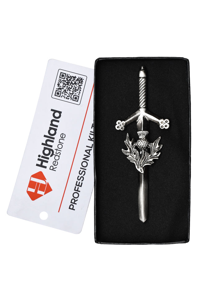 Chrome Thistle kilt pin with elegant thistle design