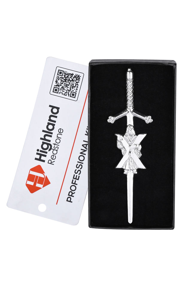Chrome Saint Andrew kilt pin with Saint Andrew's Cross design