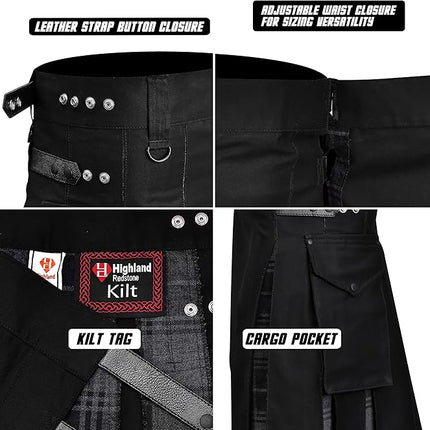 Grey Highlander Hybrid Utility Kilt for Men - Traditional Style with Modern Functionality