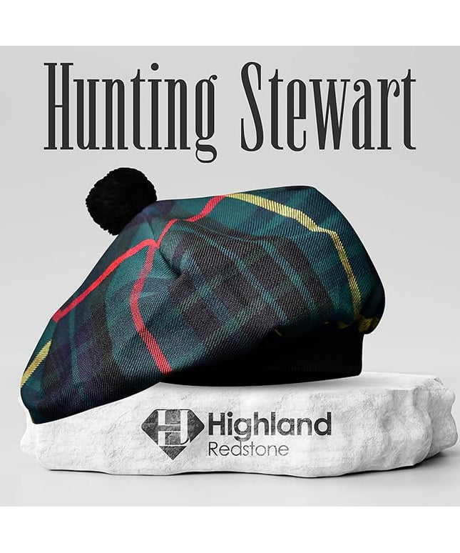 Tam O'Shanter Hat with Pompom | Hunting Stewart Tartan