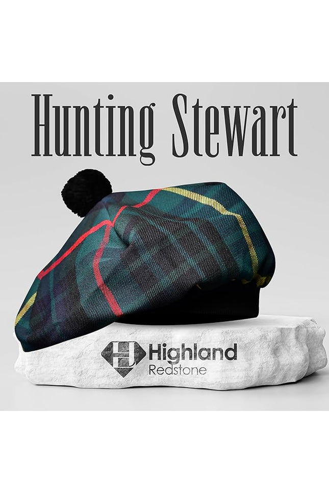 Tam O'Shanter Hat with Pompom | Hunting Stewart Tartan