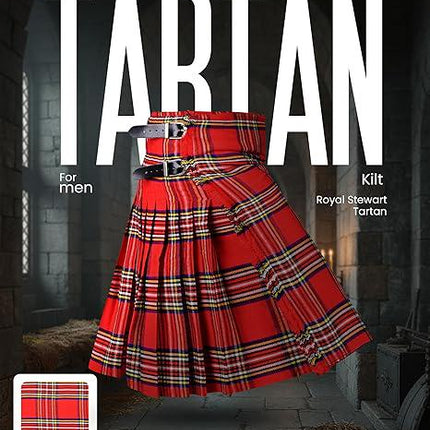Men's Royal Stewart Tartan Kilt – 16oz Acrylic Wool, 5 Yards Traditional Scottish Kilt