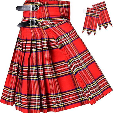 Men's Royal Stewart Tartan Kilt – 16oz Acrylic Wool, 5 Yards Traditional Scottish Kilt