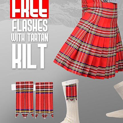 Men's Royal Stewart Tartan Kilt – 16oz Acrylic Wool, 5 Yards Traditional Scottish Kilt