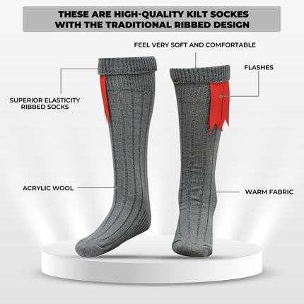 Wool blend kilt hose, grey kilt hose, wool kilt socks, grey kilt socks, high-quality kilt hose, comfortable kilt socks, durable kilt hose, Scottish kilt accessories, traditional kilt hose, elegant grey kilt hose, warm kilt socks, breathable kilt hose, moisture-wicking kilt socks, reinforced heel kilt hose, ribbed top kilt hose, versatile kilt hose, stylish kilt socks, premium wool kilt hose, reliable kilt hose, elegant grey kilt socks