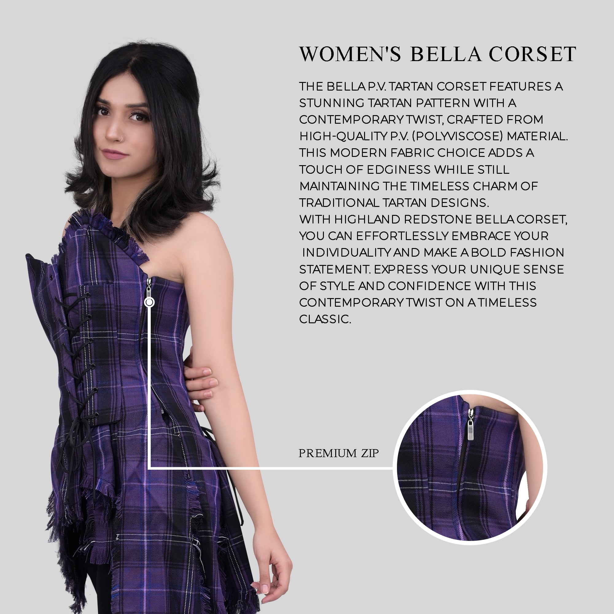 Bella Tartan Corset (Passion Of Scotland Purple)