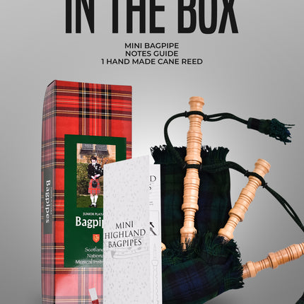 Mini Miniature Bagpipe - Rosewood Bagpipe for Beginners, Playable Gift | Black Watch