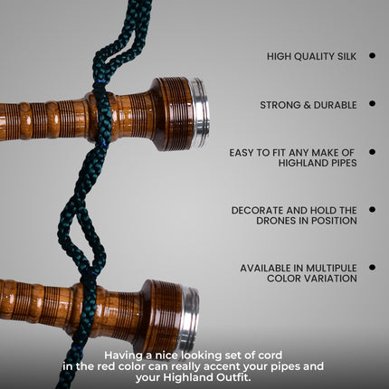 Highland Redstone Bagpipe Silk Cord | Green