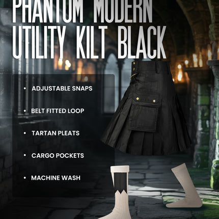 Phantom Modern Utility Kilt | Black