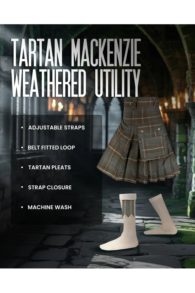Valor Acrylic Utility Kilt | 16oz Mackenzie Weathered Tartan KIlt