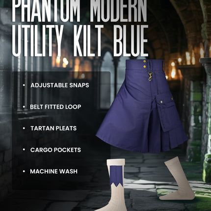 Phantom Modern Utility Kilt | Blue