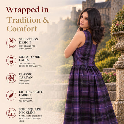 Women's Scottish Highland Dress - Long Tartan Dress | Passion of Scotland Purple