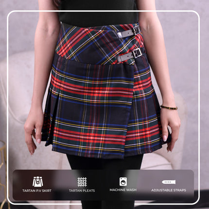 Women's Tartan Billie Skirt | Black Stewart