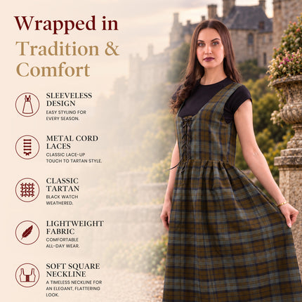Costume Écossais des Highlands pour Femme - Robe Longue en Tartan | Black Watch Vieilli