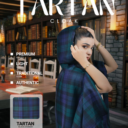 Women Tartan Cloak - Black Watch