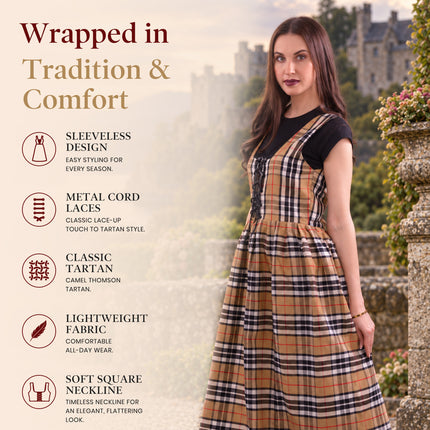 Women's Scottish Highland Dress - Long Tartan Dress | Camel Thomson