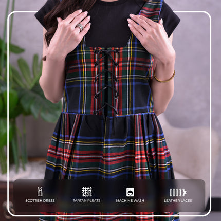 Women's Scottish Highland Dress – Long Tartan Dress | Black Stewart
