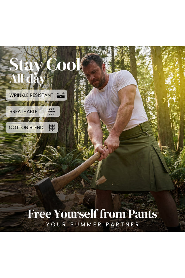 Phantom Modern Utility Kilt - Olive Green | Big & Tall