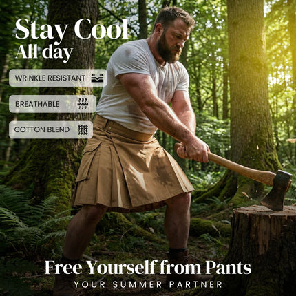 Phantom Modern Utility Kilt - Khaki | Big & Tall