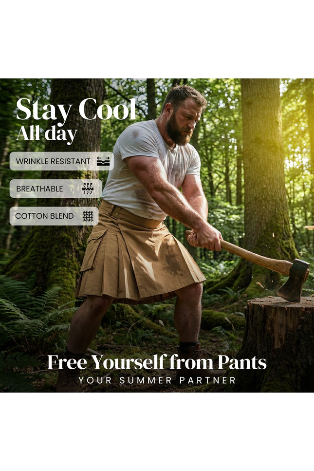 Phantom Modern Utility Kilt - Khaki | Big & Tall