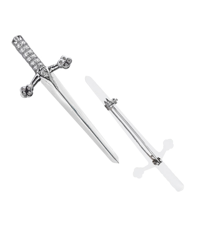 Chrome Bruce Sword kilt pin with elegant design