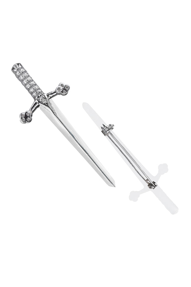 Chrome Bruce Sword kilt pin with elegant design
