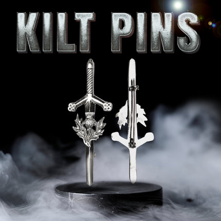 Chrome Thistle kilt pin with elegant thistle design