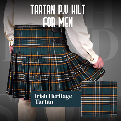 Kilt for Men I Irish Heritage Tartan Kilt Polyviscose 8 Yard Traditional Men Kilt