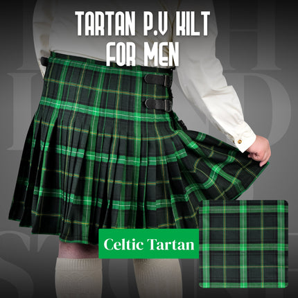 Kilt for Men I Celtic Tartan Kilt Polyviscose 8 Yard Traditional Men Kilt