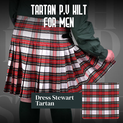 Kilt for Men I Dress Stewart Tartan Kilt Polyviscose 8 Yard Traditional Men Kilt