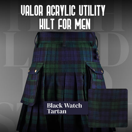 Valor Acrylic Utility Kilt | 16oz Black Watch Scottish Tartan KIlt