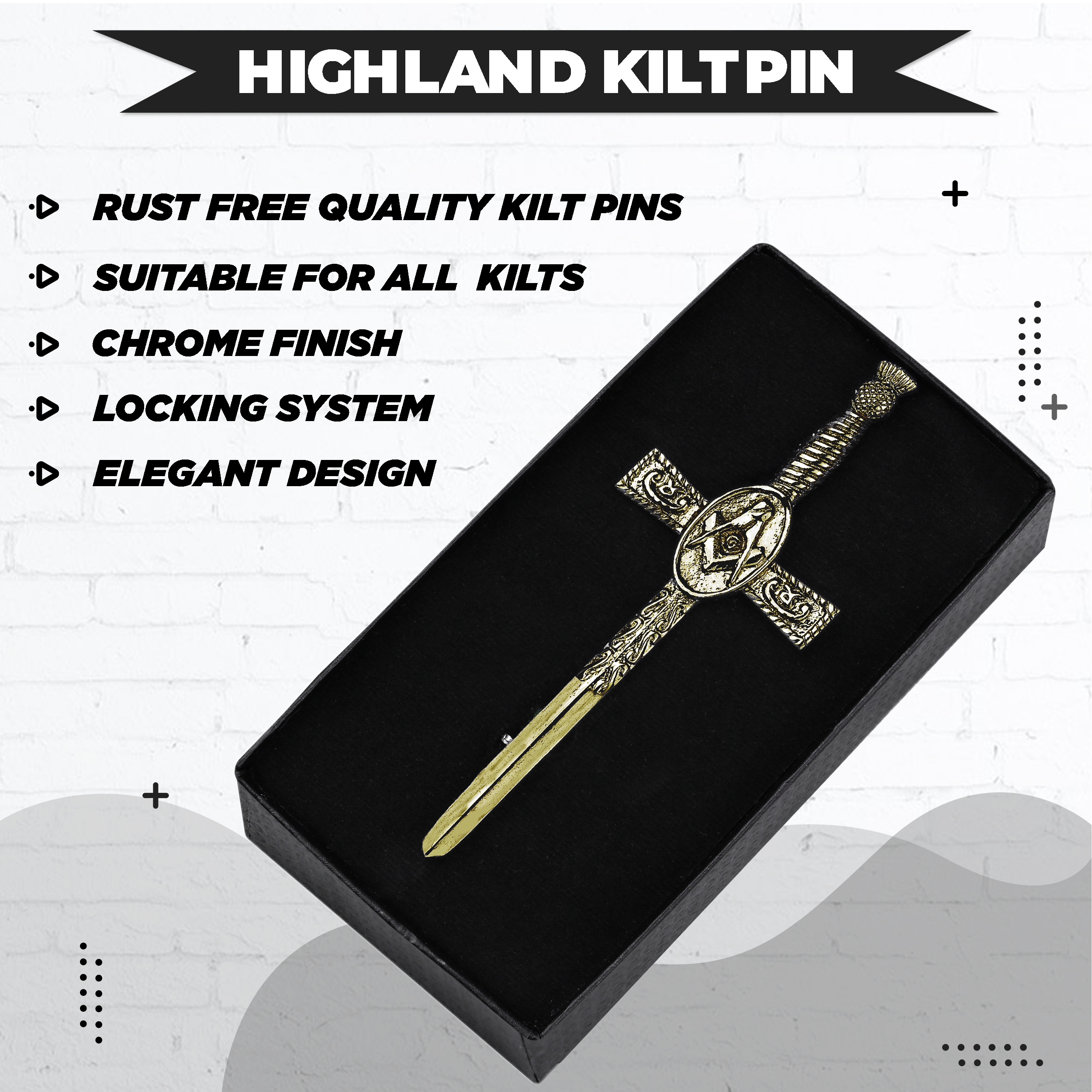Kilt Pin Antique (Masonic Thistle)