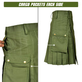 Olive Green Utility Kilt For Men